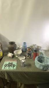 lot 38 image: Charming Collection of Decorative Home Items Including Vases and Figurine