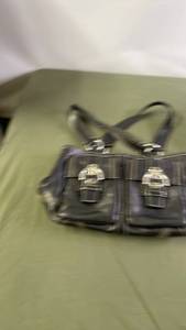 lot 107 image: Coach Black Leather Handbag with Two Front Buckle Pockets