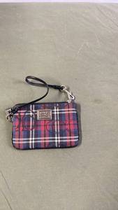 lot 110 image: Coach Burberry Checkered Wristlet with Logo Plaque