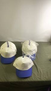 lot 134 image: Set of 24 White and Blue Baseball Caps with Adjustable Strap