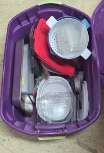 lot 152 image: Collection of Assorted Kitchen Storage Containers in Plastic Bin