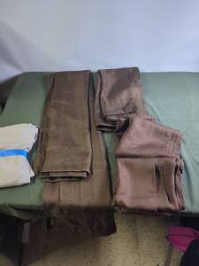 lot 157 image: 8 Brown and Beige Curtain Panels