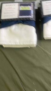 lot 171 image: 2 Darcy 3 Piece Kitchen Curtain Tier and Valance Set in Navy and White