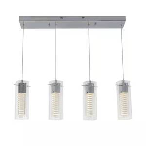 lot 6-I2025 image: Artika Hologram 21-Watt 4 Light Chrome Modern Integrated LED Pendant Light Fixture for Dining Room or Kitchen