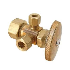 lot 15-I2025 image: BrassCraft 12 in. Nominal Compression Inlet x 38 in. O.D. Compression x 38 in. O.D. Compression Dual Outlet Multi-Turn Valve