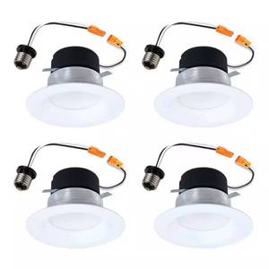 lot 25-I2025 image: HALO LT 4 in. Selectable 5CCT IC Rated Indoor Integrated LED Recessed Light w Baffle Trim, 600 Lumens, Matte White (4-Pack)