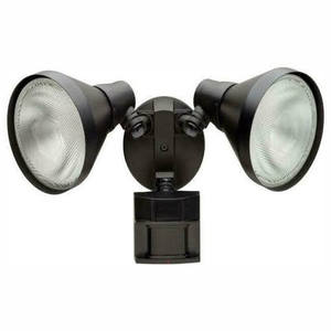 lot 30-I2025 image: Defiant PAR 180 Degree Black Motion Sensor Wired Outdoor 2-Head Dusk-to-Dawn Security Flood Light