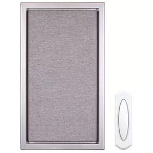 lot 64-I2025 image: Defiant Wireless Battery Operated Doorbell Kit with Wireless Push Button, Nickel with Gray Fabric