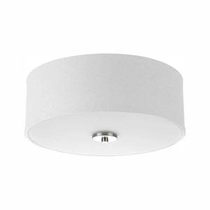 lot 69-I2025 image: Progress Lighting Inspire Collection 13 in. Transitional Brushed Nickel LED Bedroom Drum Shade Ceiling Light with White Linen Shade