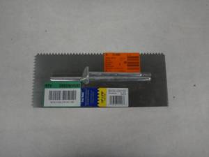 lot 76-I2025 image: QEP 14 in. x 316 in. Traditional Carbon Steel V-Notch Flooring Trowel with Wood Handle (missing Handle)