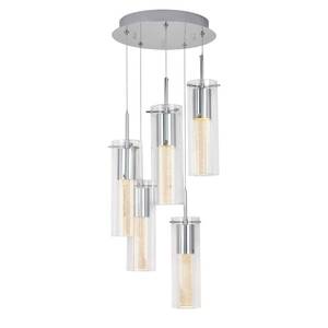 lot 85-I2025 image: Artika Essence 30-Watt 5 Light Chrome Modern Integrated LED Pendant Light Fixture for Dining Room or Kitchen