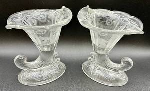 lot 49 image: Pair of Fenton Cornucopia Candlestick Holders