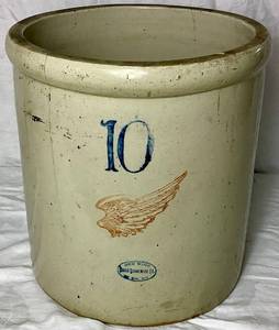 lot 27 image: Antique Red Wing Union 10 Gallon Stoneware Crock