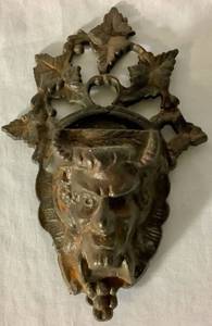 lot 78 image: Cast Iron Match Safe Match Holder Roman Greek God