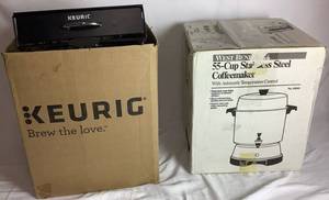lot 108 image: Coffee Lovers Collection - Keurig B60 Special Edition Brewing System and West Bend 55 Cup Coffeemaker