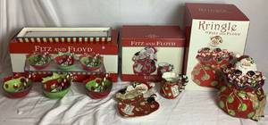 lot 116 image: Fitz and Floyd Kringle Cookie Jar, Cookies for Santa Plate and Mug and Server Set