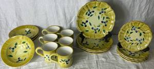 lot 206 image: Dinnerware Set by Marketplace - Olive and Pit Pattern Made In Italty