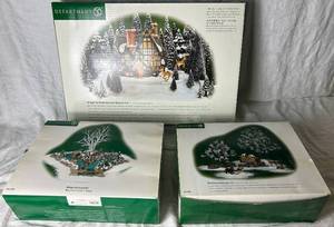 lot 234 image: Department 56 Through the Woods Animated Mountain Trail, Woodland Landscape Set and Mountain Creek Y Shape Village Accessories