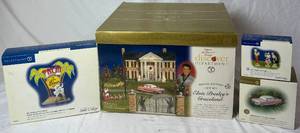 lot 230 image: Elvis Presleys Graceland Special Edition Gift Set from Department 56, Elvis Preselys Autograph, Now Showing Elvis Presley with 1955 Pink Cadillac Fleetwood Ornament