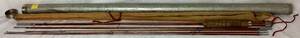 lot 267 image: Vintage South Bend Fishing Pole 9 ft. with Case and Metal Tube and Bamboo 5 pcs, 3 are tips