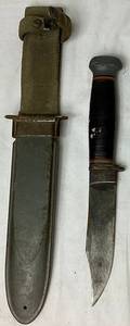 lot 281 image: Vintage WWII Era U.S. Navy Fixed Blade Knife 5 Blade with Scabbard U.S.N. MK2,  U.S.N. Mark 1 RN35 PAL, Nord -8114 B.M. Co. 14 VP