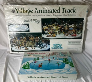 lot 225 image: Department 56 Village Animated Track and Village Animated Skating Pond