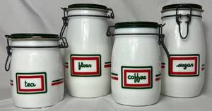 lot 189 image: Wheaton Cucina Milk Glass 4 Piece Canister Set