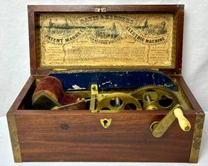lot 6 image: 1854 Davis & Kidders Quack Medical Box Magneto Electric Machine for Nervous Diseases