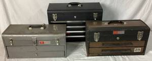 lot 139 image: Three Assorted Craftsman Tool Boxes - 4 Drawer with Top Compartment, 2 Drawer with Top Compartment and 2 Drawer with Top Compartment