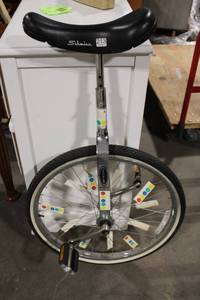 lot 11 image: Schwinn Unicycle with Chrome Frame and Colorful Accents