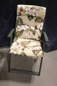 lot 30 image: Floral Outdoor Patio Chair with Padded Cushion