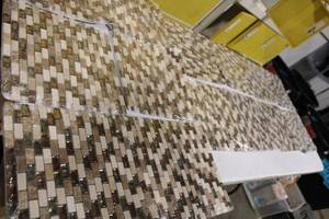 lot 40 image: Collection of Stone Mosaic Tile Sheets in Neutral Tones