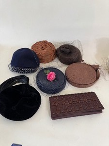 lot 61 image: Vintage Ladies Hats & Hand Bag
