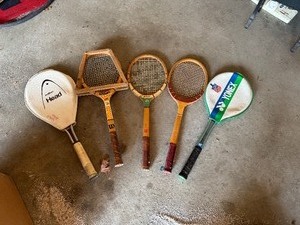 lot 111 image: Vintage Wood Tennis Rackets