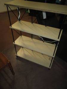 lot 41 image: Metal framed 4-tier book shelf appr...
