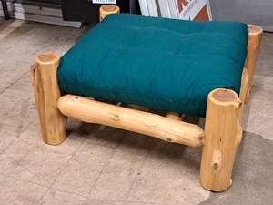 lot 565 image: Padded Rustic Wood Log Ottoman