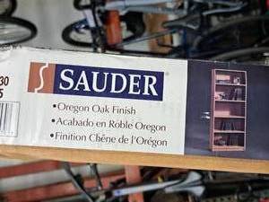 lot 619 image: Sauder Bookshelf Oregon Oak Finish