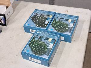 lot 620 image: Lot of (3 Boxes) Holiday Time LED Synchronized Chasing Net Lights - 70-light and 80-light