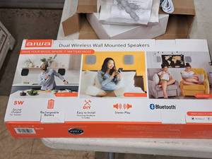 lot 687 image: Aiwa Dual Wireless Wall-Mount Speakers (in original packaging)