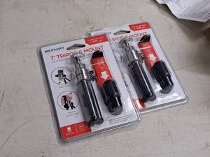 lot 694 image: Lot of (2) Merkury 7 Tripod and Mounts (in original packaging)