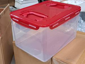 lot 720 image: Lot of (1) Lock & Lock Plastic Storage Container with Red Plastic Lid