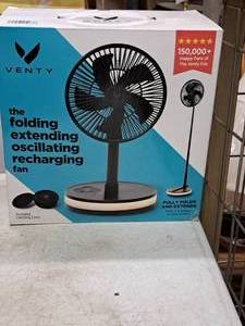 lot 755 image: Venty Folding Extending Oscillating Recharging Fan