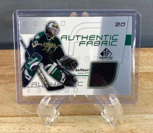 lot 30E image: 2001-02 Upper Deck Authentic Fabric Ed Belfour Patch Card #AF-EB T