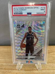 lot 17 image: 2019 Panini Donruss Optic #112 Kevin Durant Fanatics PSA 9 Mint J