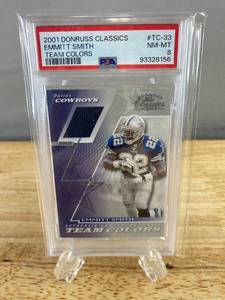 lot 41 image: 2001 Donruss Classics Emmitt Smith Team Colors Card #TC-33, PSA Grade 8 J