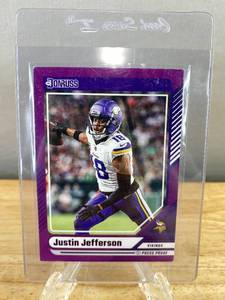 lot 230 image: Justin Jefferson 2023 Panini Donruss Press Proof Football Card - Minnesota Vikings J