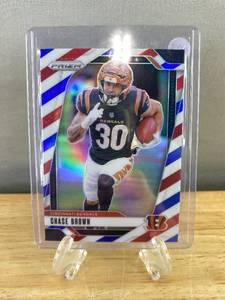 lot 245 image: Chase Brown Cincinnati Bengals 2023 Red White and Blue Prizm Panini Prizm Football Card J