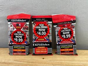 lot 28 image: 3 Brand New 2021-22 NBA Basketball Panini Chronicles Trading Card Packs N