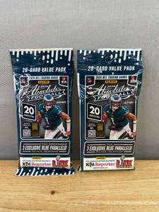 lot 2 image: 2 Brand New 2024 NFL Absolute Football Card Packs - 20 Cards per Pack N