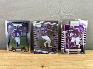 lot 291 image: Set of 3 NFL Football Rookie Trading Cards Jordan Addison and Dallas Turner N